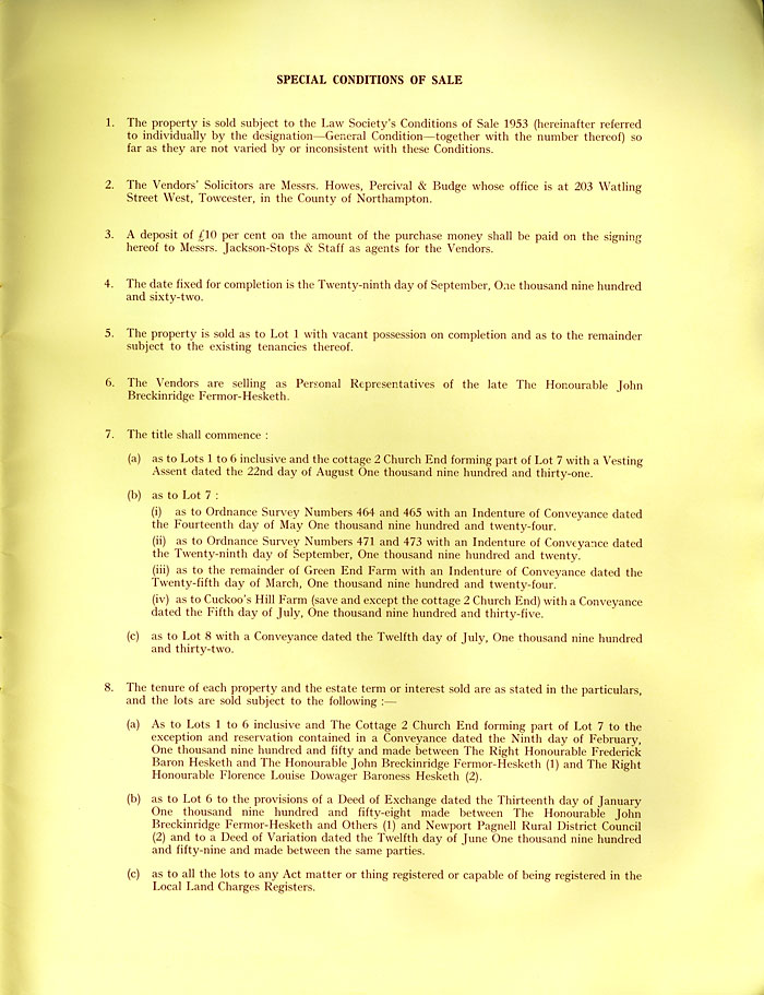 Hesketh Estate sale catalogue 1962