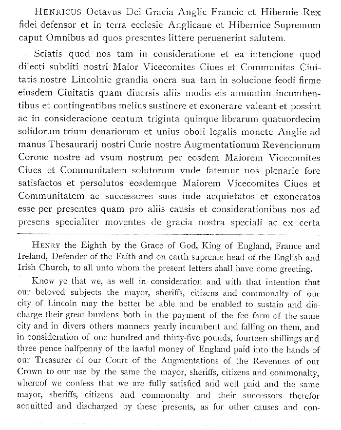 Transcrption and translation of Charter of 1546
