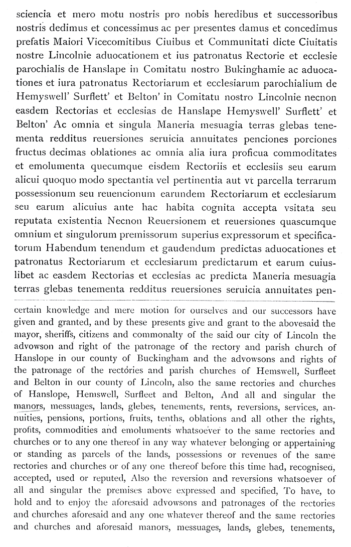 Transcrption and translation of Charter of 1546