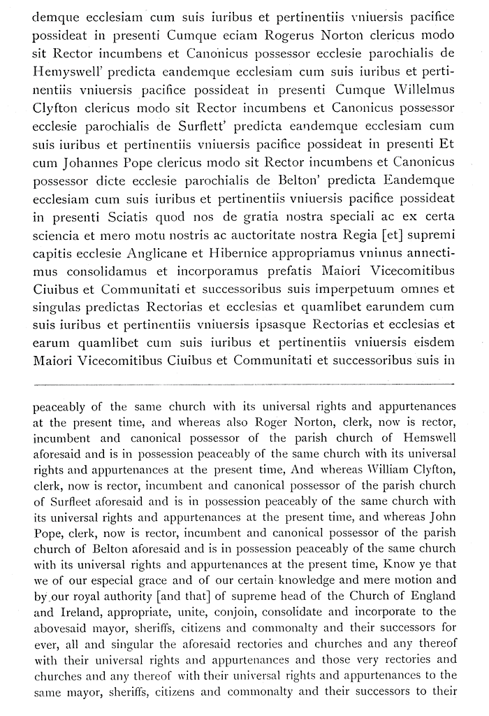 Transcrption and translation of Charter of 1546