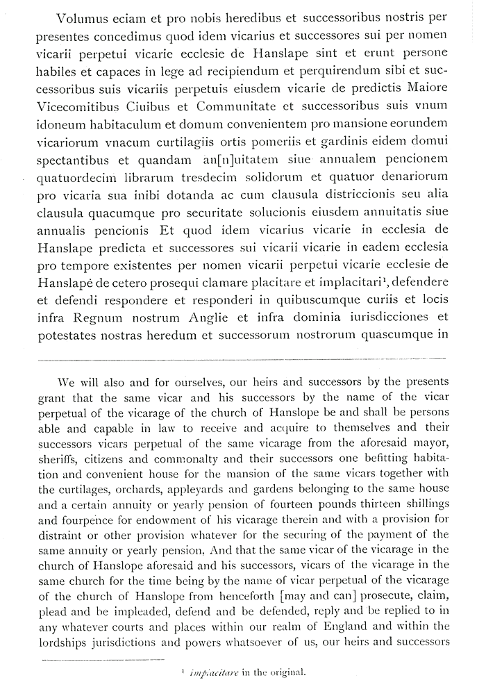 Transcrption and translation of Charter of 1546