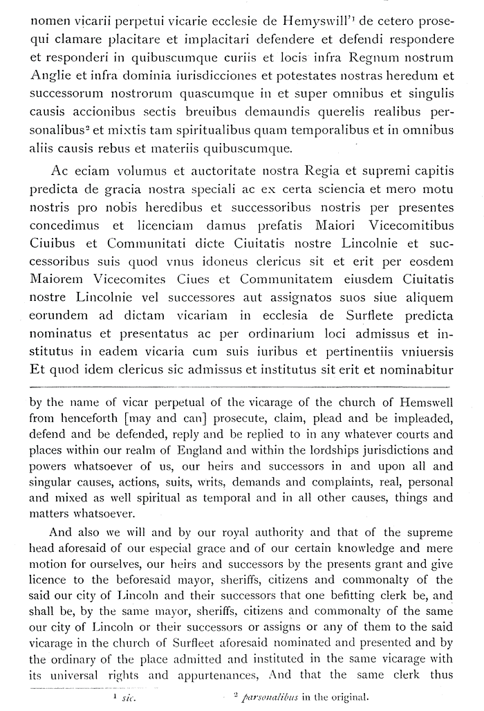 Transcrption and translation of Charter of 1546