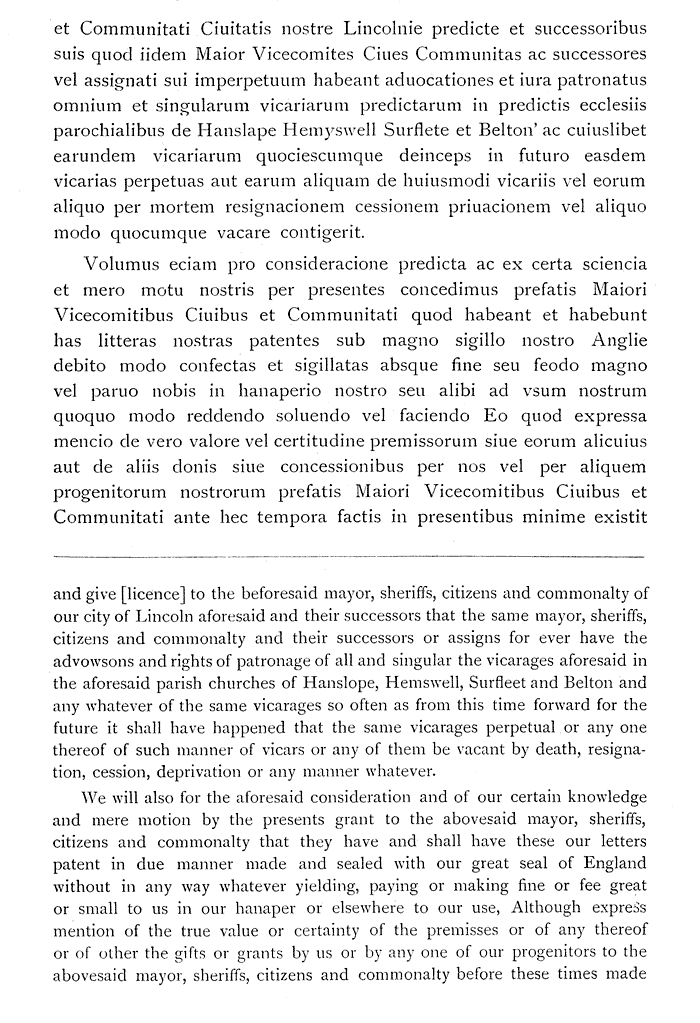 Transcrption and translation of Charter of 1546