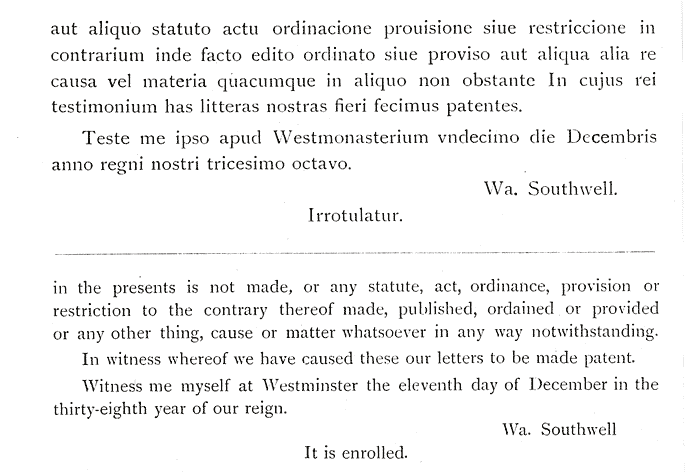 Transcrption and translation of Charter of 1546