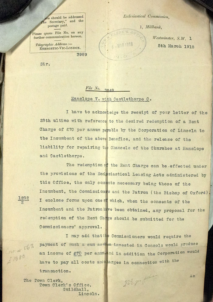 Letter from Ecclesiastical Commission