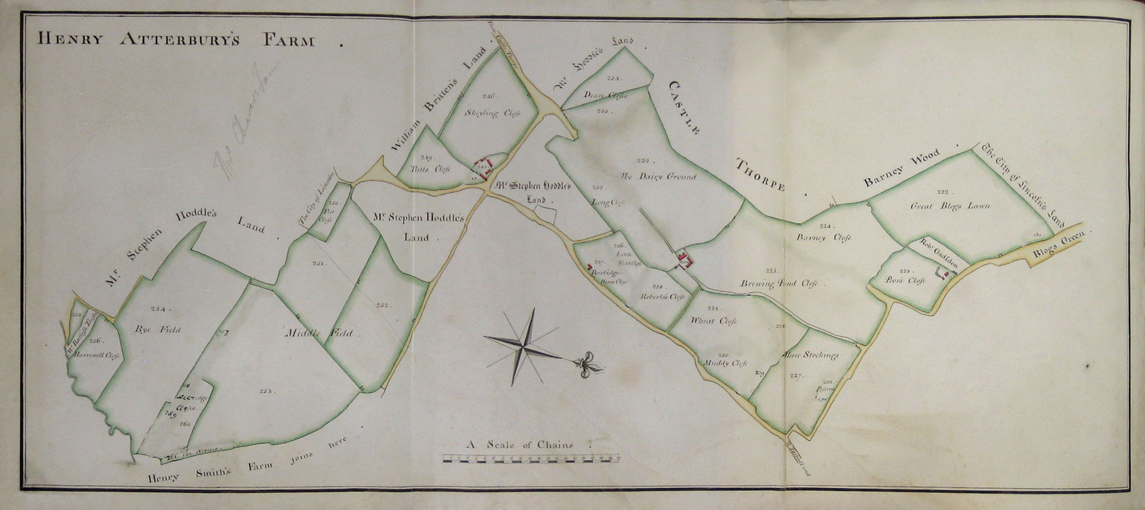1779 Watts Survey: map opposite page 13