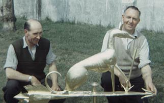  Mr A Keeves and Mr S R Garrett beside the weather vane